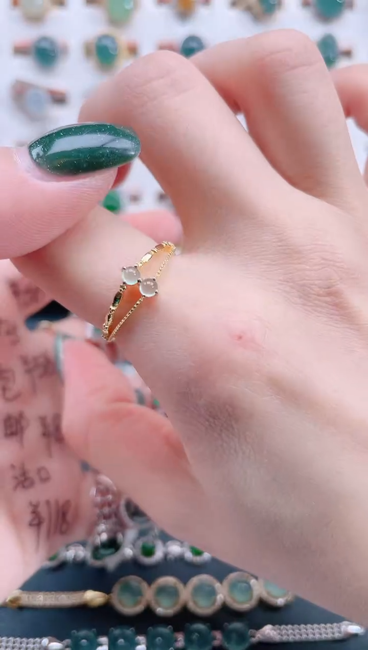 银S925镶嵌戒指翡翠天然翡翠