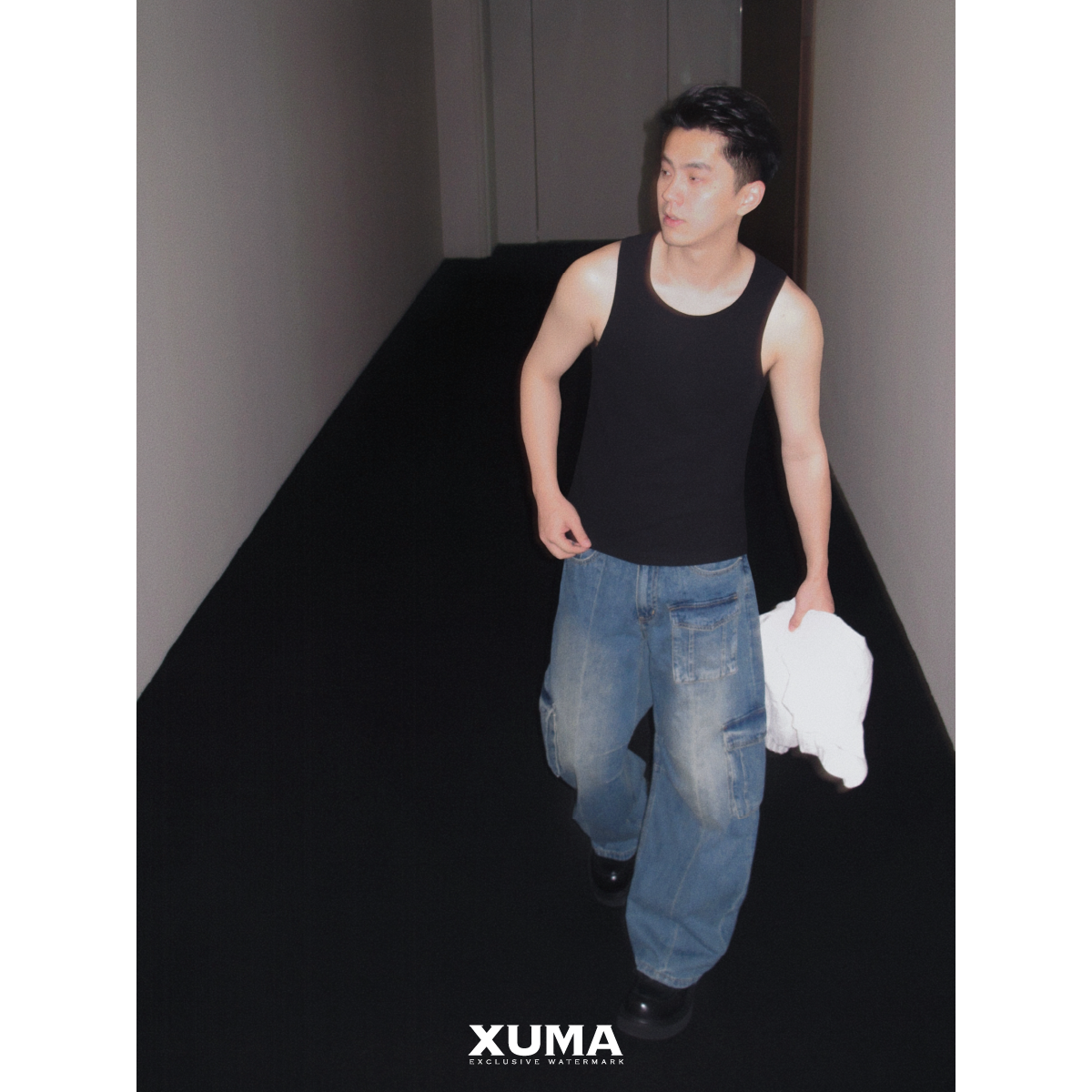 XUMA 2025秋季250g罗纹面料高棉针织透气感U型领百搭打底背心