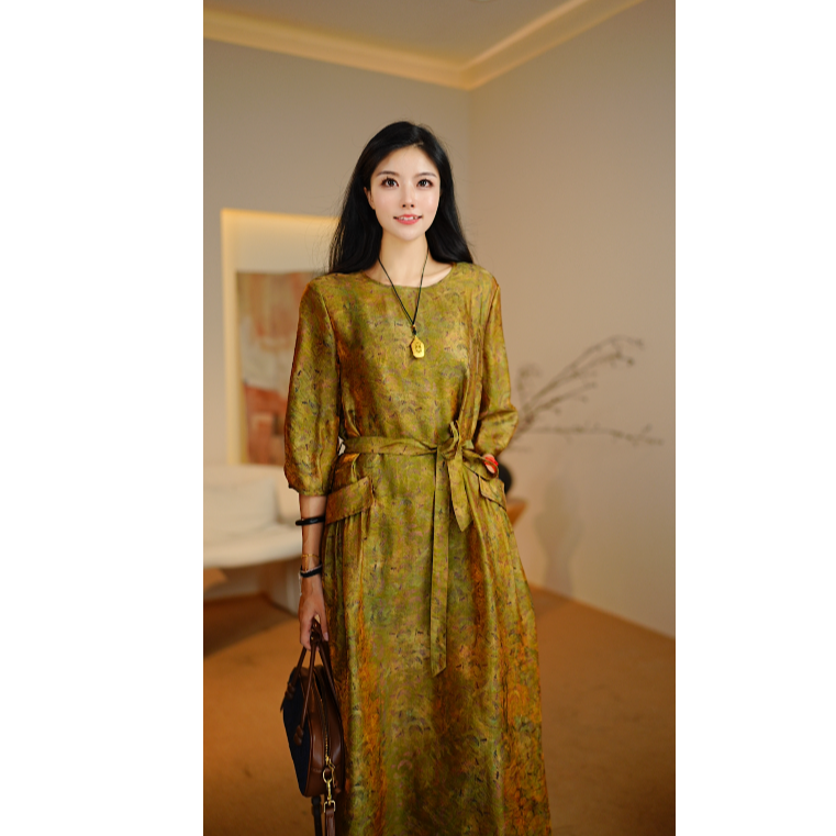 【竹影台绿】湾湾新中式夏季专柜高端定制国风仙女裙连衣裙