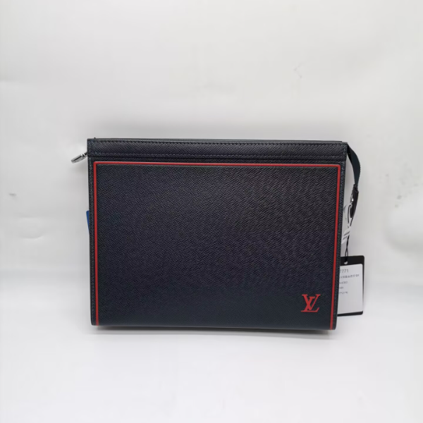 99新 LouisVuitton/路易威登 98新17771LV全皮手拿包黑色洗漱包