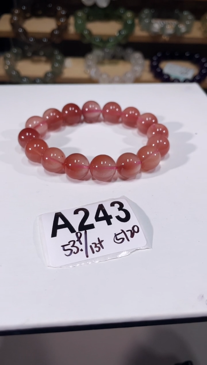 未镶嵌手链水晶A243 红兔毛 13+