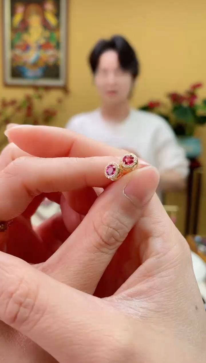 【闪购商品】碧玺耳饰18K金镶嵌34@@MJ50209008