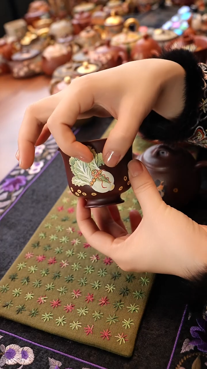 茶壶紫砂紫朱泥白菜杯