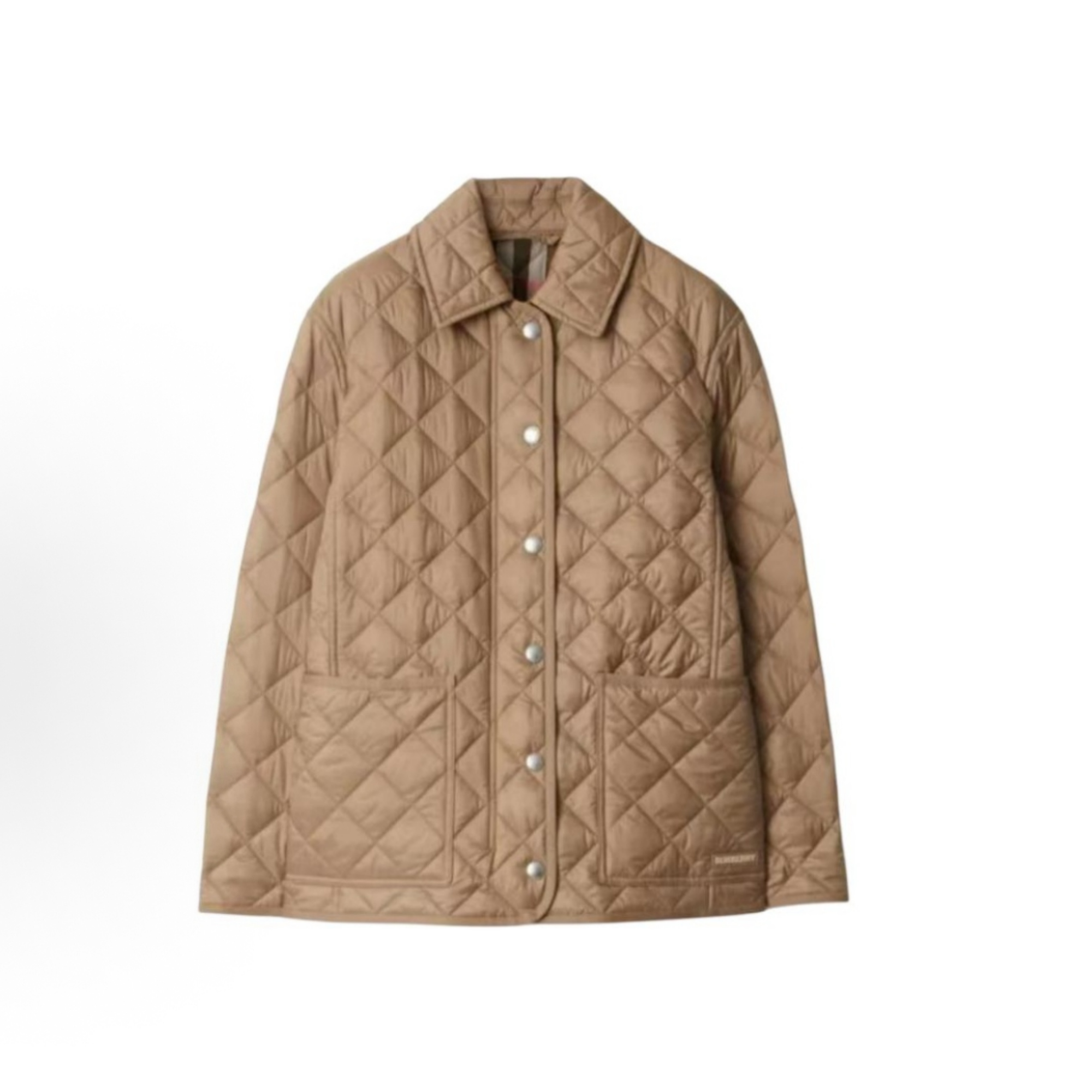 BURBERRY翻领拉链长袖夹克棉服外套 黑色/驼色