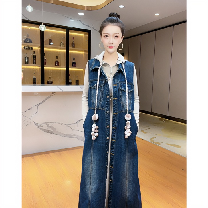 芙娜妮2024新款法式优雅轻奢气质复古显瘦牛仔马甲外套F2332395E