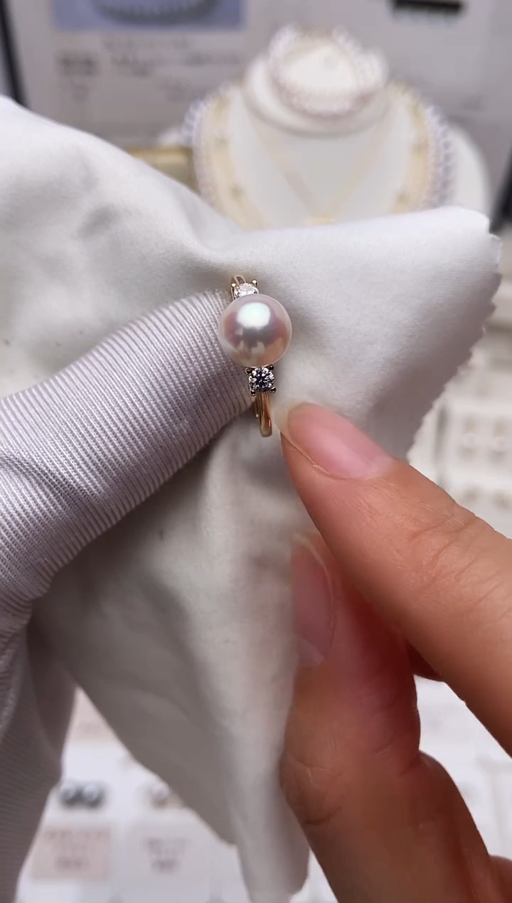 银S925镶嵌戒指海水珍珠福利戒指