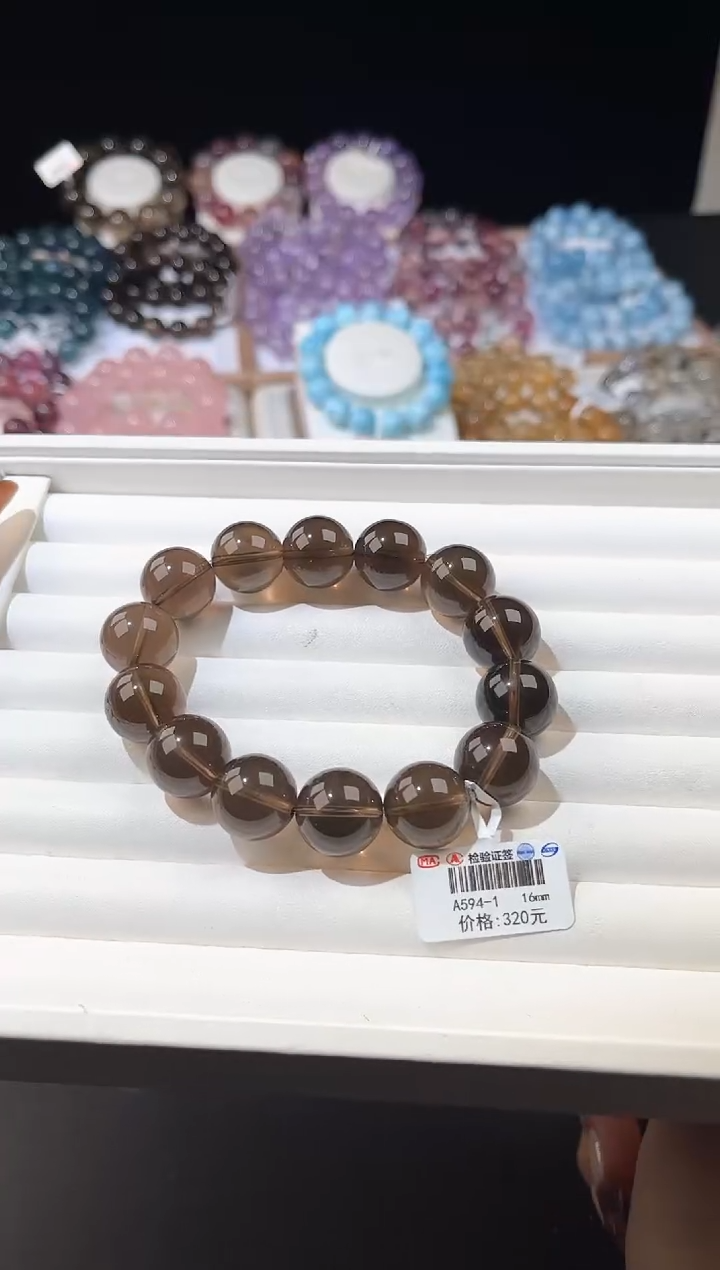 【闪购商品】水晶手链未镶嵌多样性发一茶晶16mm