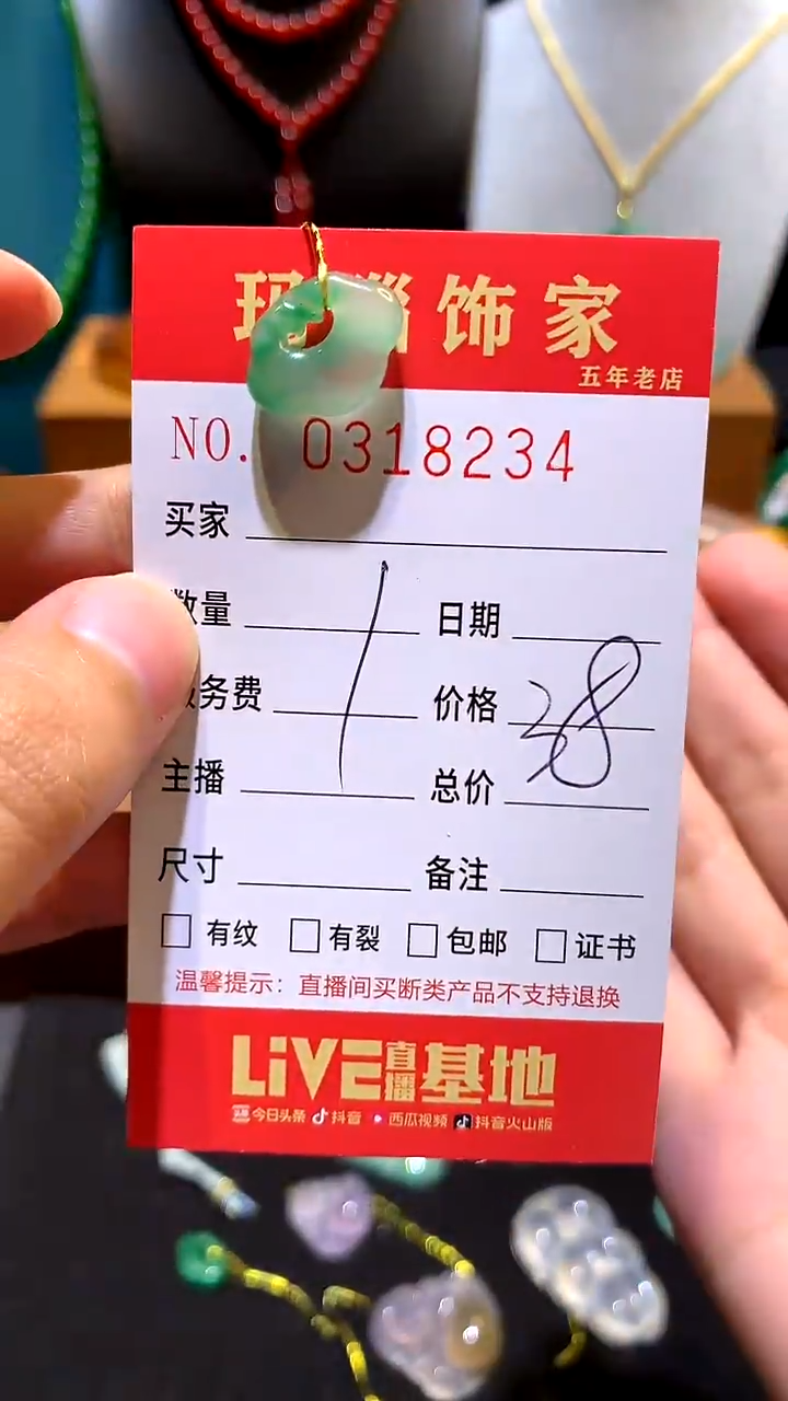 吊坠(不含链)未镶嵌石英质玉（非洲翠）1