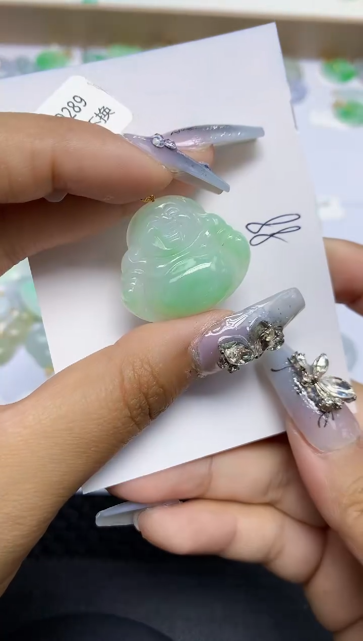 翡翠18K金镶嵌颈饰天然翡翠A货 