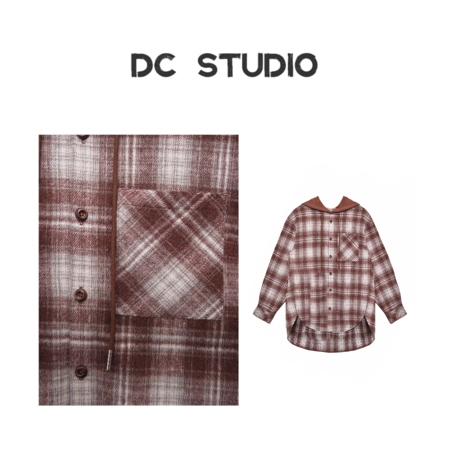 DC STUDIO【威尔士】2024秋冬新款时尚宽松百搭格纹复古开衫卫衣