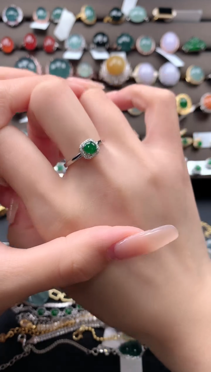 【闪购商品】翡翠戒指银S925镶嵌432432