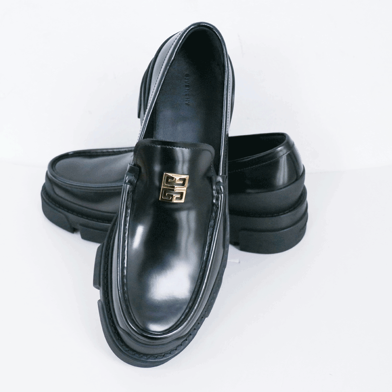 未使用 Givenchy/纪梵希 休闲舒适百搭方扣黑色厚底乐福鞋39码
