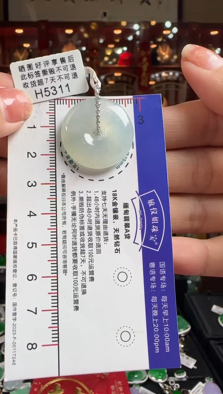 【闪购商品】翡翠颈饰18K金镶嵌H5311冰平安扣