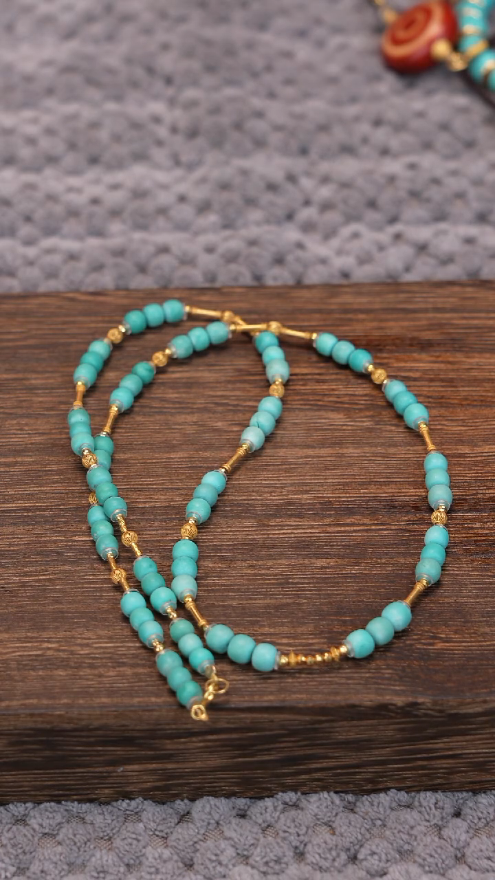 18K金镶嵌绿松石项链1111