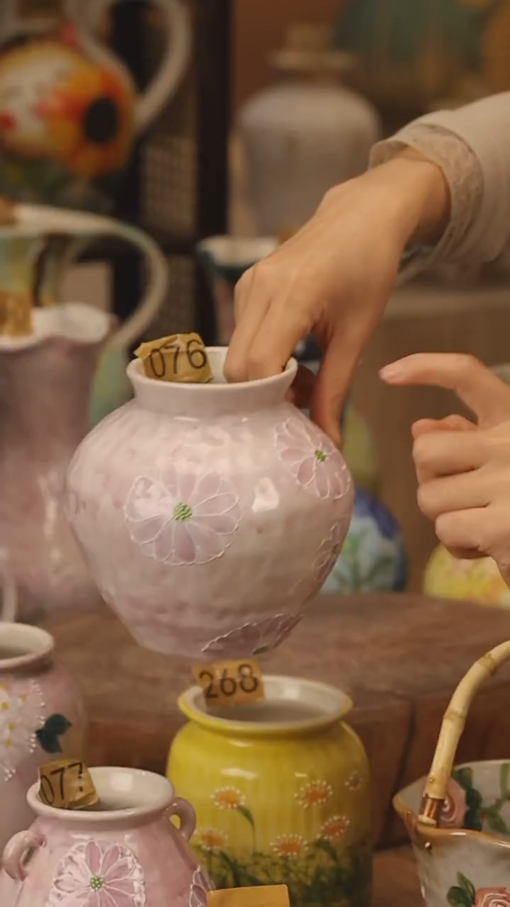 陶瓷景德镇设计师手作花器摆件侘寂风@M076@