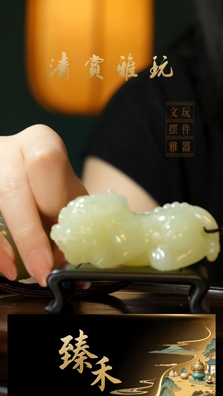 玉《吞金貔貅》玉石手把件