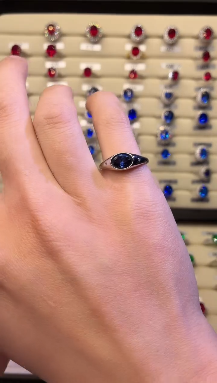 戒指蓝宝石银S925镶嵌 00000