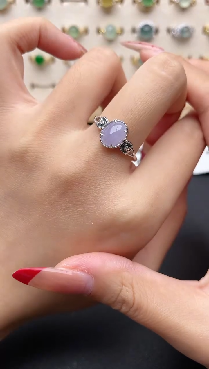 【闪购商品】翡翠戒指银S925镶嵌一物一证一礼盒