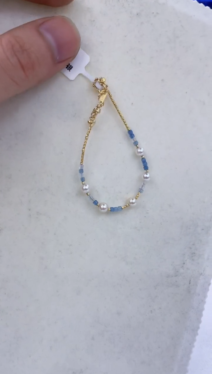 银S925镶嵌手链海水珍珠  