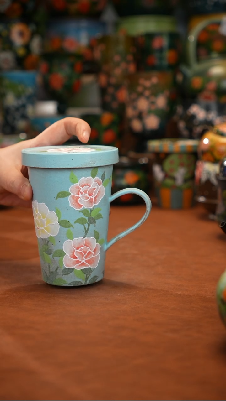 紫砂油画   釉下彩   杯子