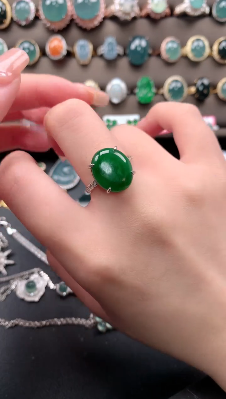 【闪购商品】翡翠戒指银S925镶嵌41241