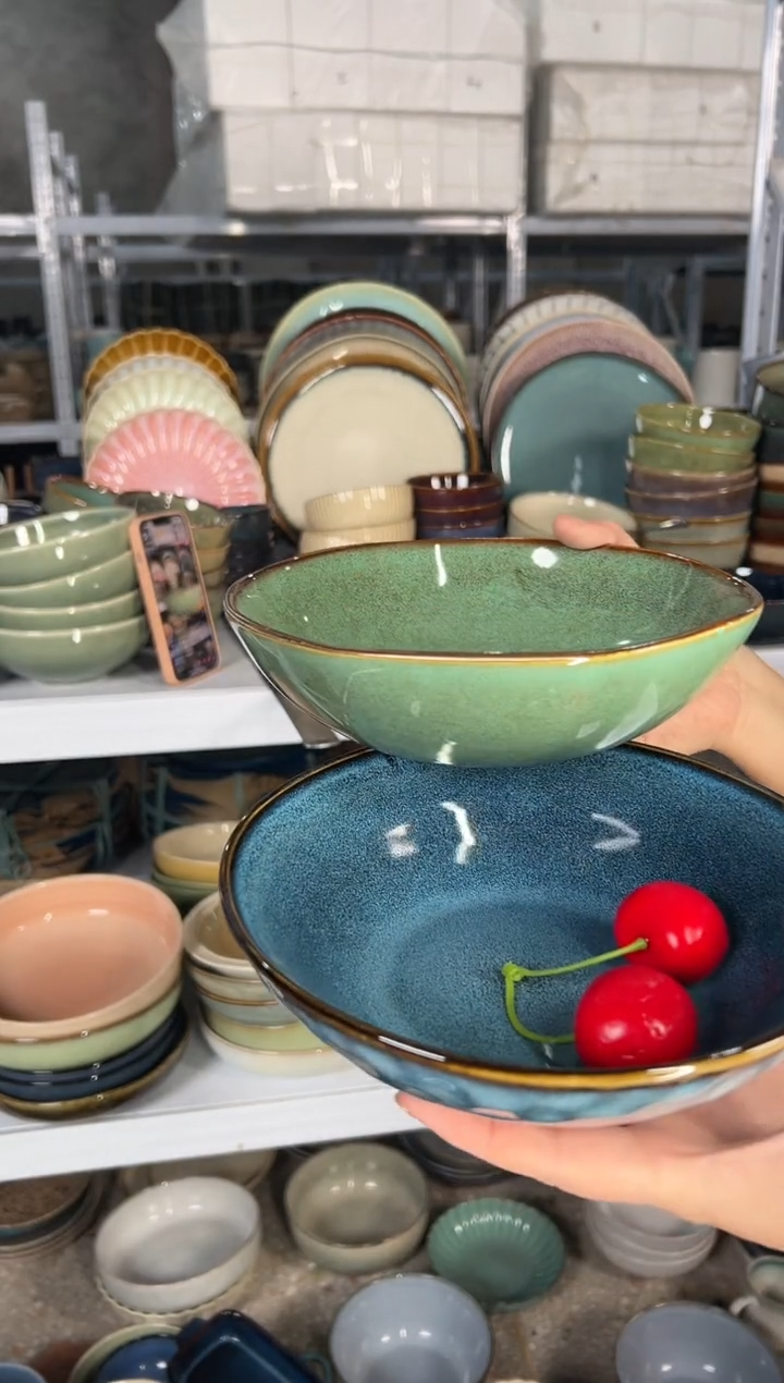 陶瓷外贸尾货瑕疵满20包邮X2菜碗组合