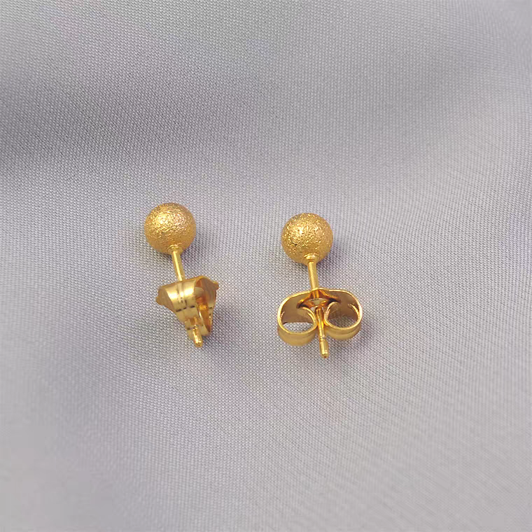 高端精品铜合金镀真金磨砂耳钉高级简约感小众设计高级感耳饰