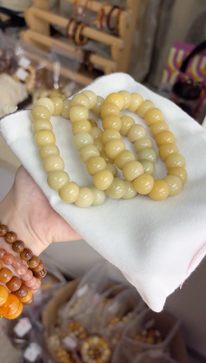 手串菩提根/象牙果沐j36玉化蒜瓣大肠15mm手串随机