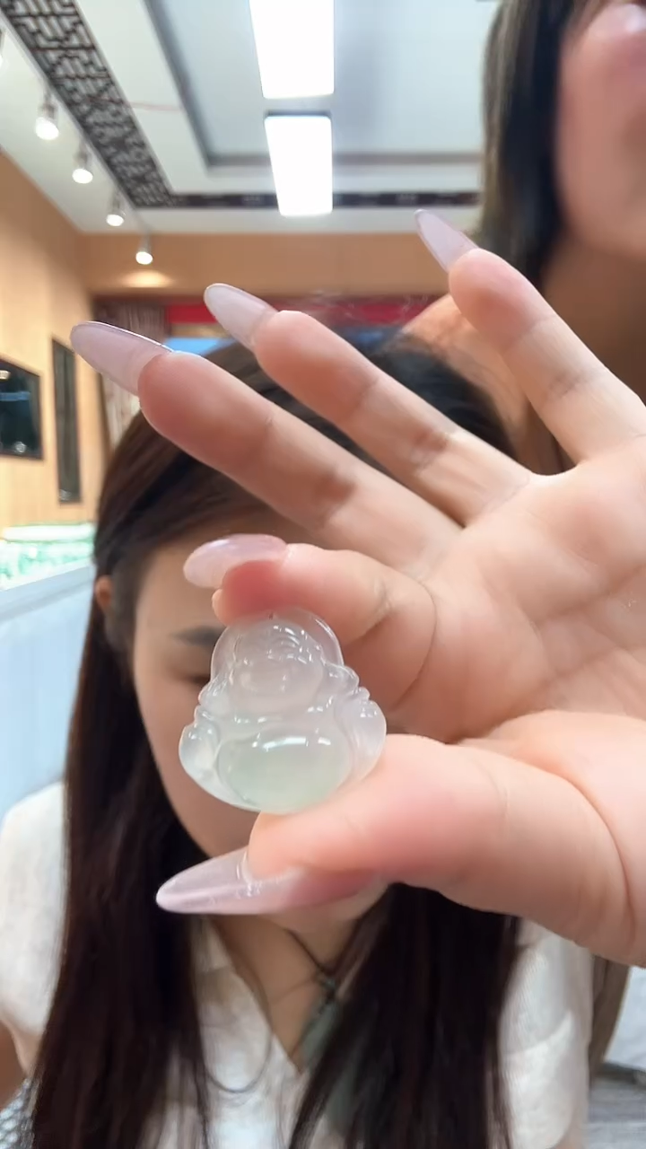 石英质玉（非洲翠）手链合金大肚佛