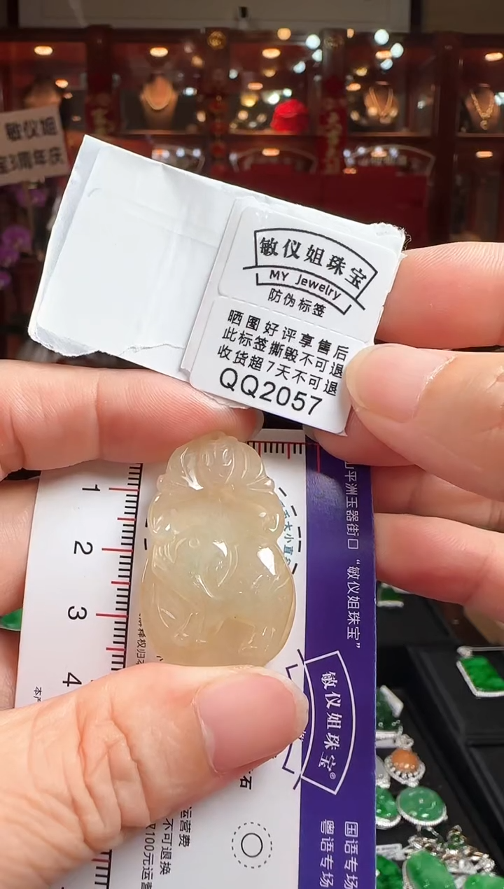 翡翠未镶嵌颈饰QQ2057猪牌