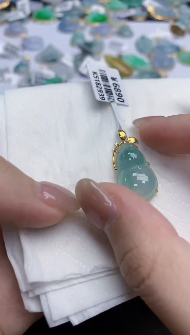 【闪购商品】翡翠颈饰18K金镶嵌天然缅甸翡翠A货