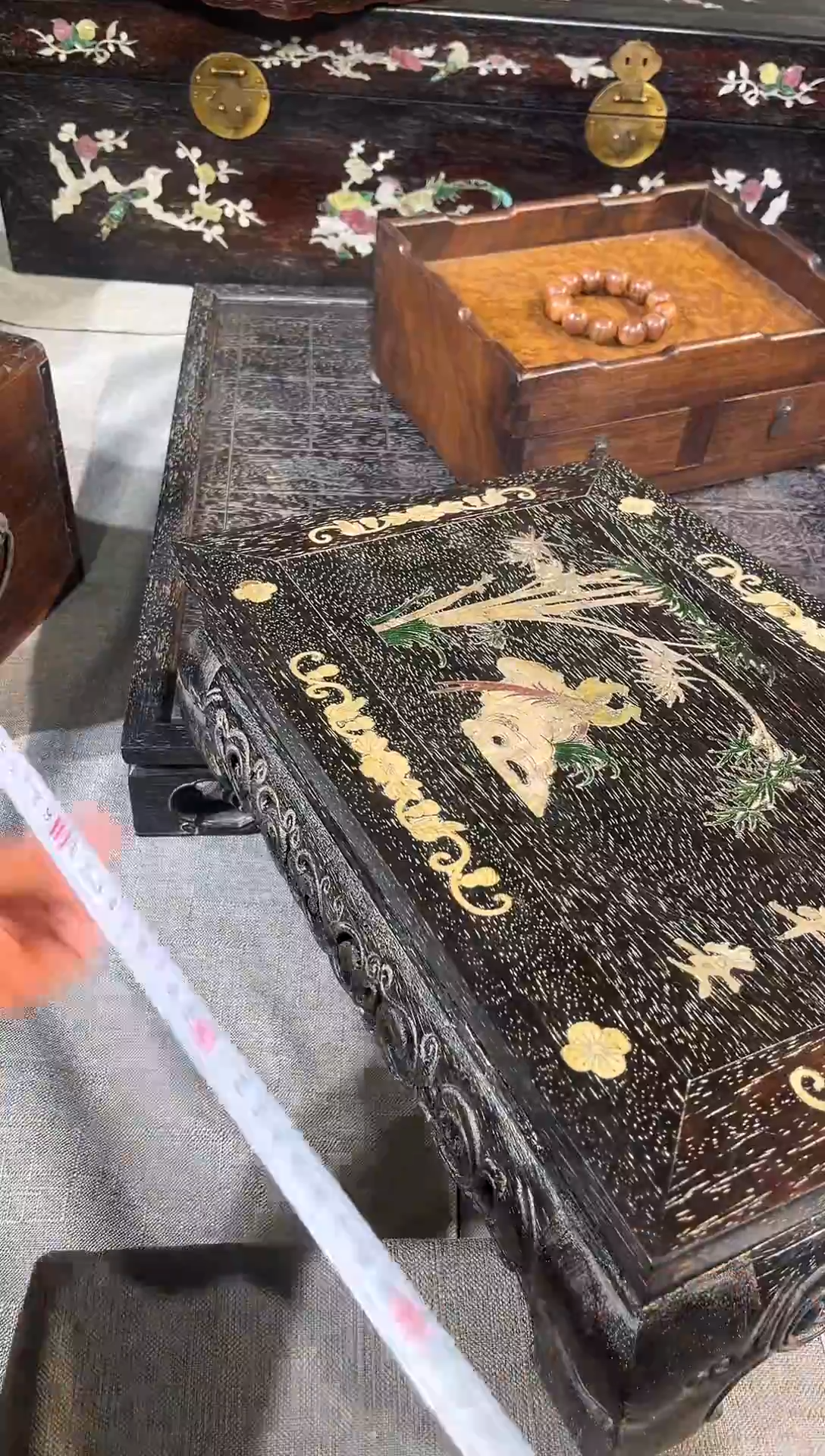 木紫檀镶嵌竹子鸟炕桌