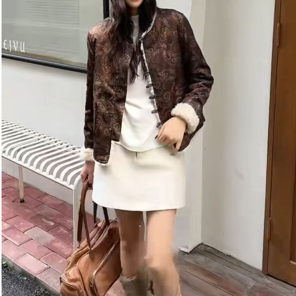 冬季新款提花双面穿毛毛外套