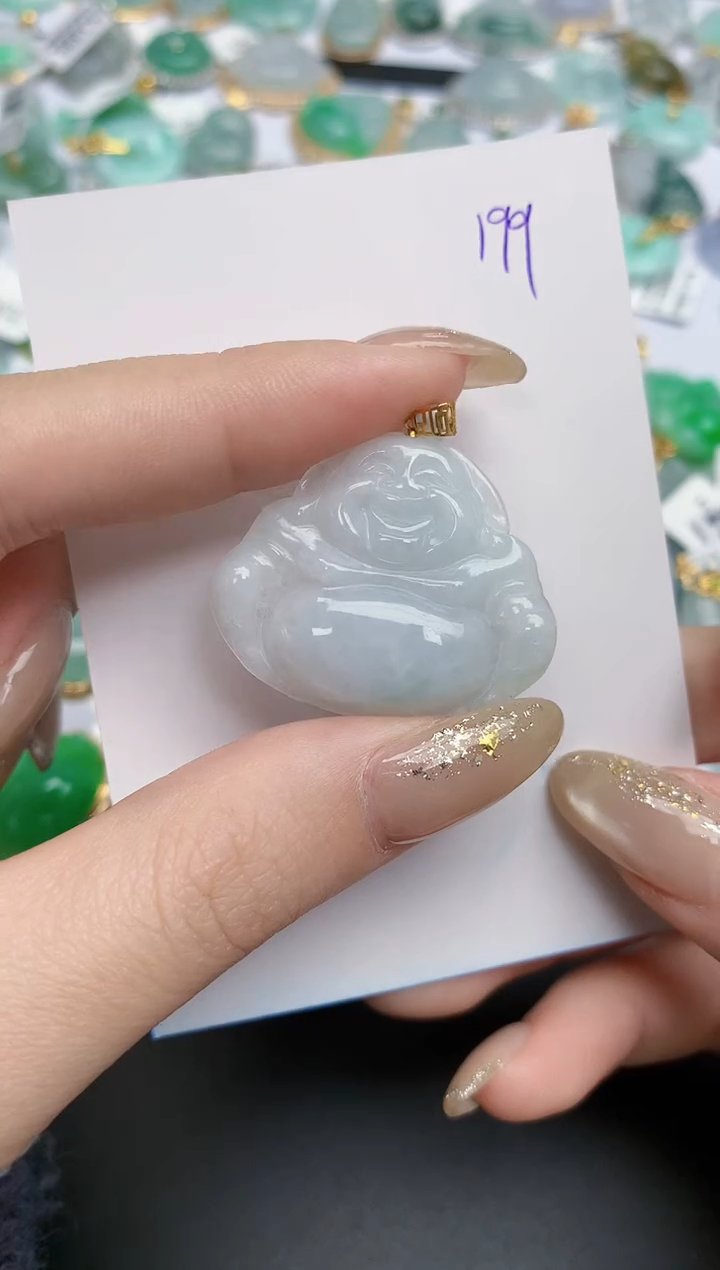 【闪购商品】翡翠颈饰18K金镶嵌天然缅甸翡翠A货