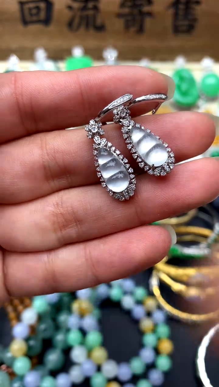 【闪购商品】翡翠耳饰18K金镶嵌358-中国好珍宝