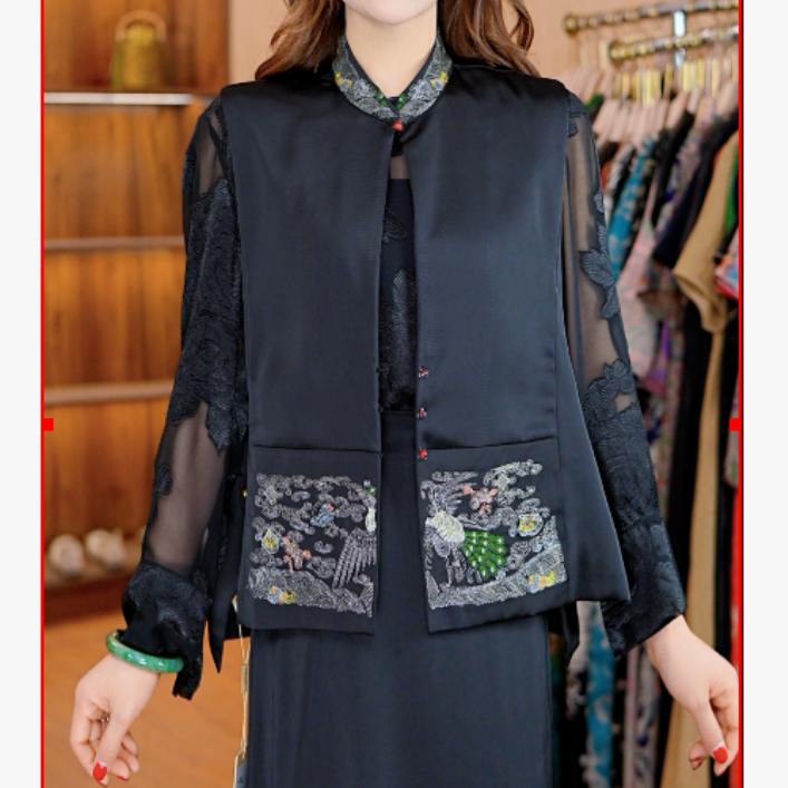 5085-45新款中式刺绣时尚马甲外套