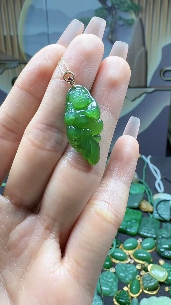 【闪购商品】和田玉吊坠(不含链)18K金镶嵌1