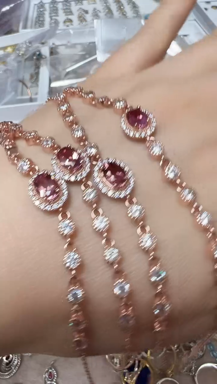 银S925镶嵌手链碧玺1201m028多样性发其一