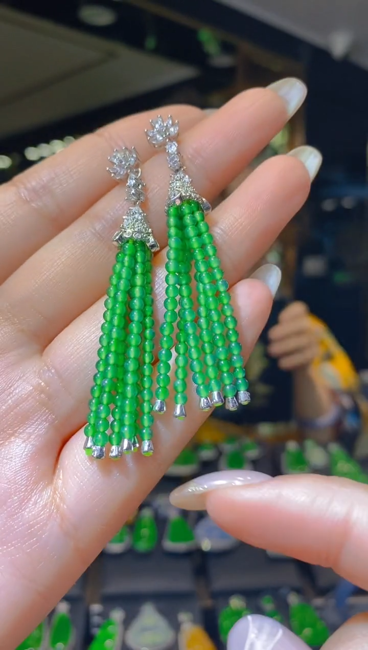 【闪购商品】翡翠耳饰银S925镶嵌065       （多样性发货）