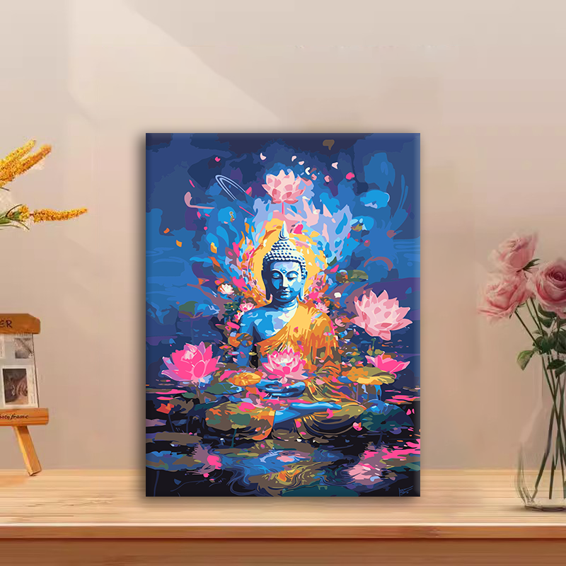 (一叶菩提）diy数字油画红线条手工填涂色解压治愈丙烯装饰画