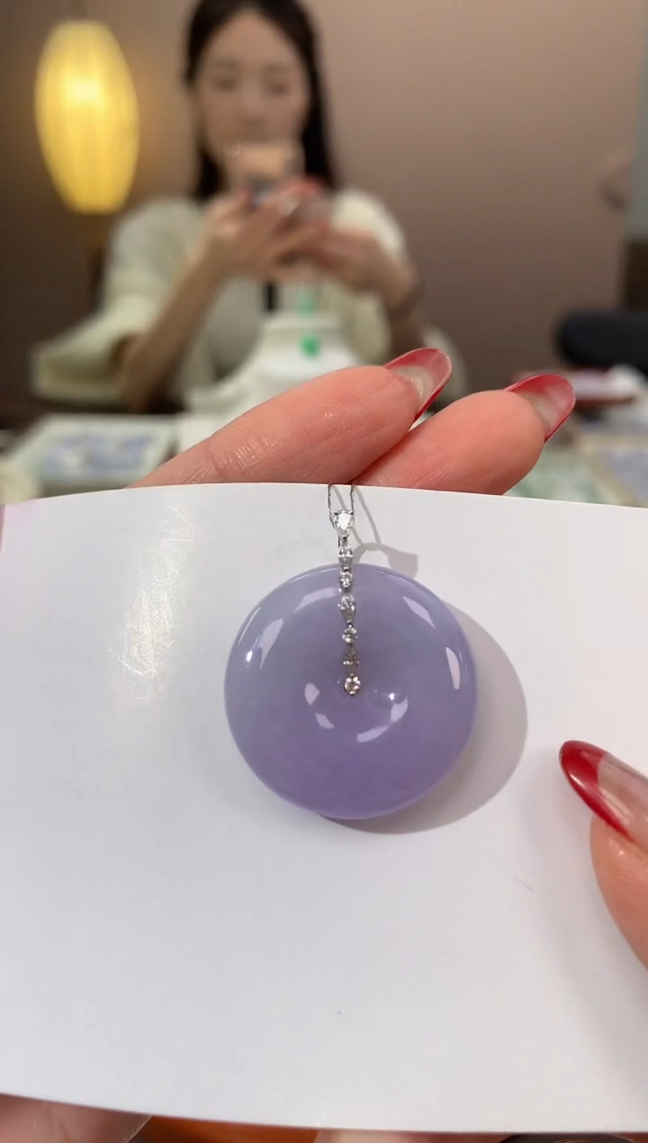 【闪购商品】翡翠颈饰18K金镶嵌天然缅甸a货翡翠