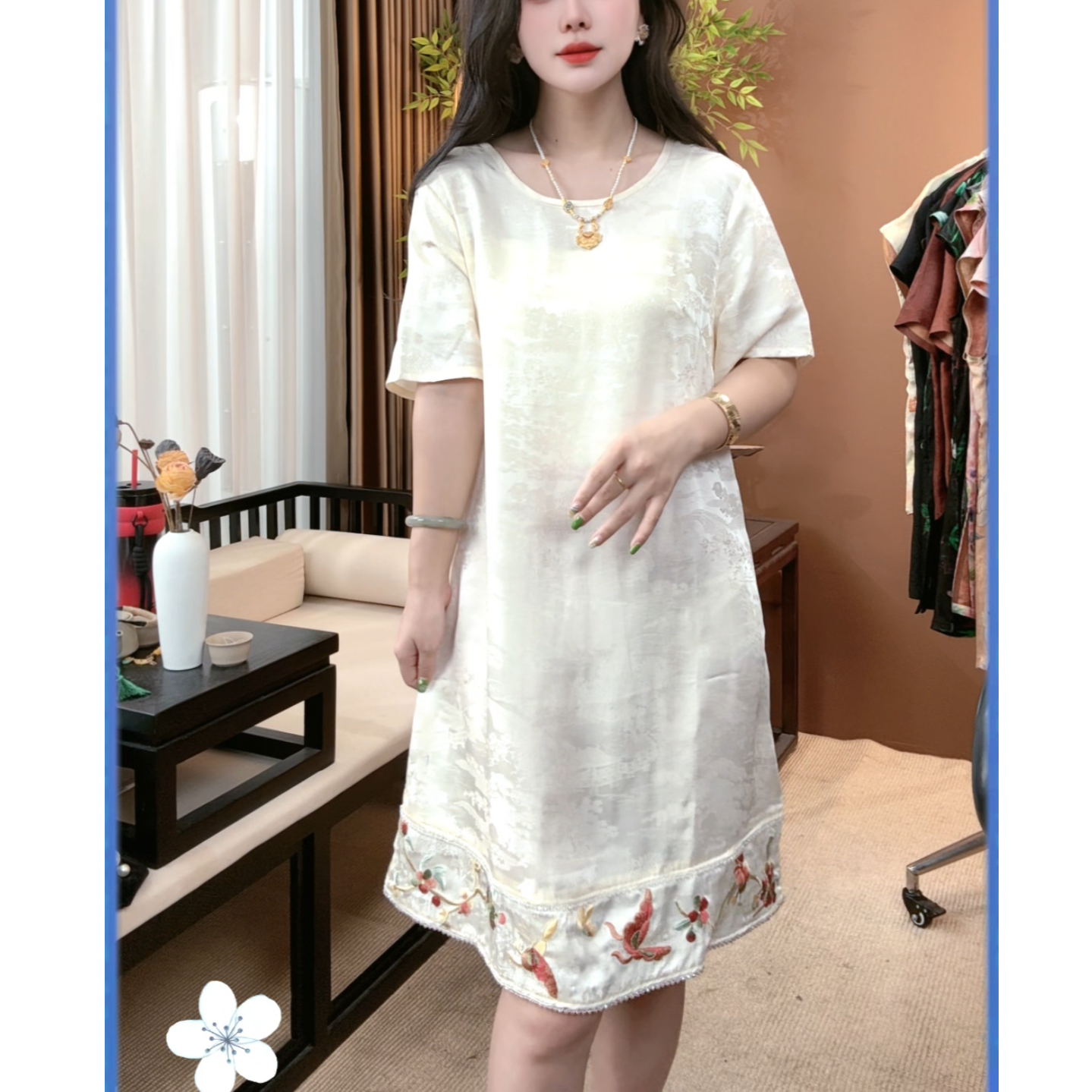 2025夏季新款时尚新中式桑蚕丝连衣裙显瘦百搭旗袍裙S335