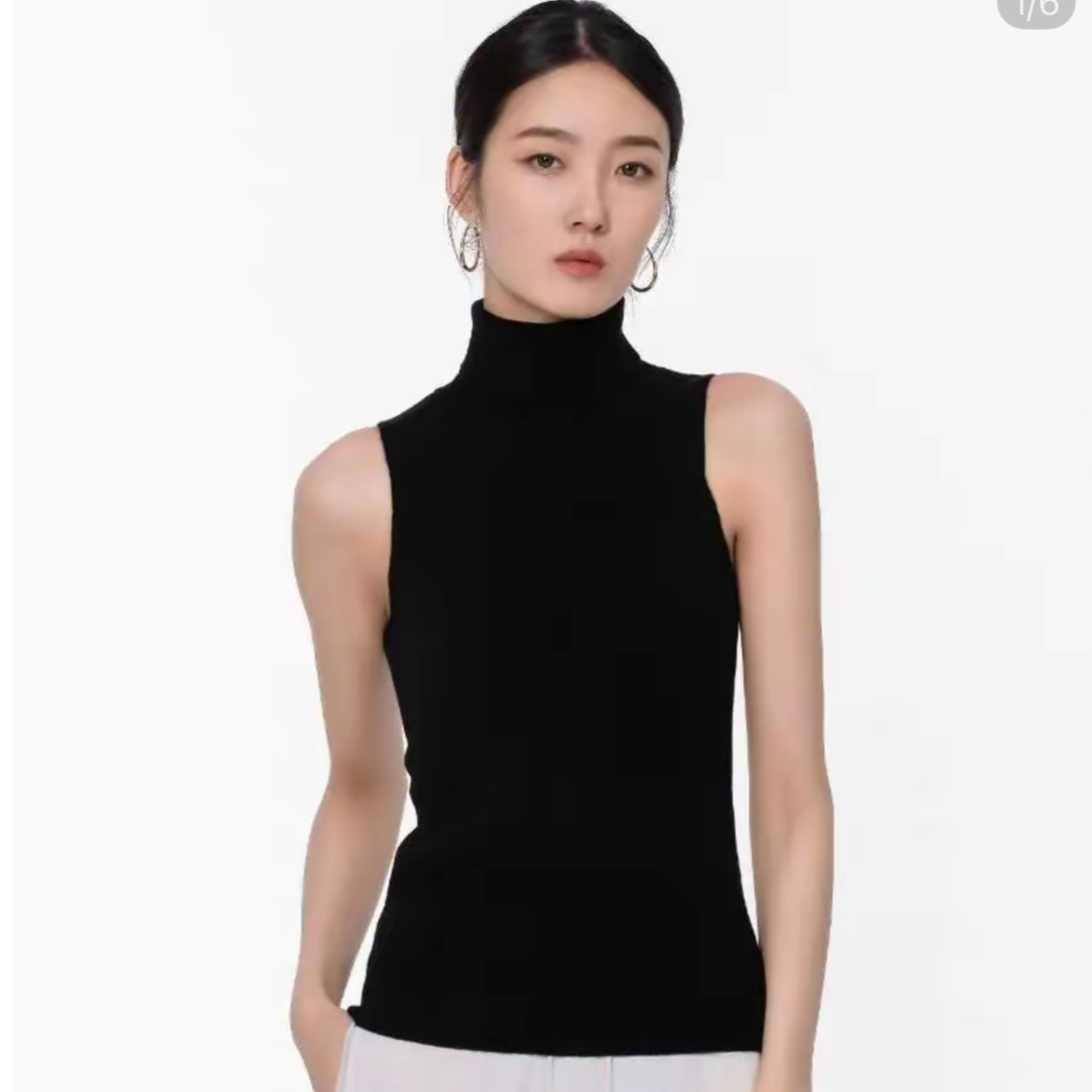 圣雪绒婉牧纯山羊绒半高领羊绒背心纯色高领堆堆领羊绒极简风气质