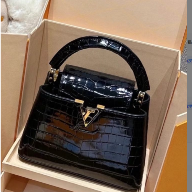 99新 LouisVuitton/路易威登 小花柳 Cap mini 黑金 鳄鱼 芯片