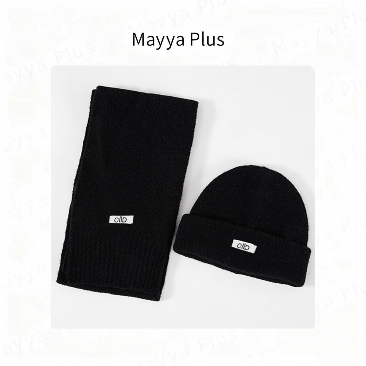 冬季男女款绵羊毛围巾帽子套装