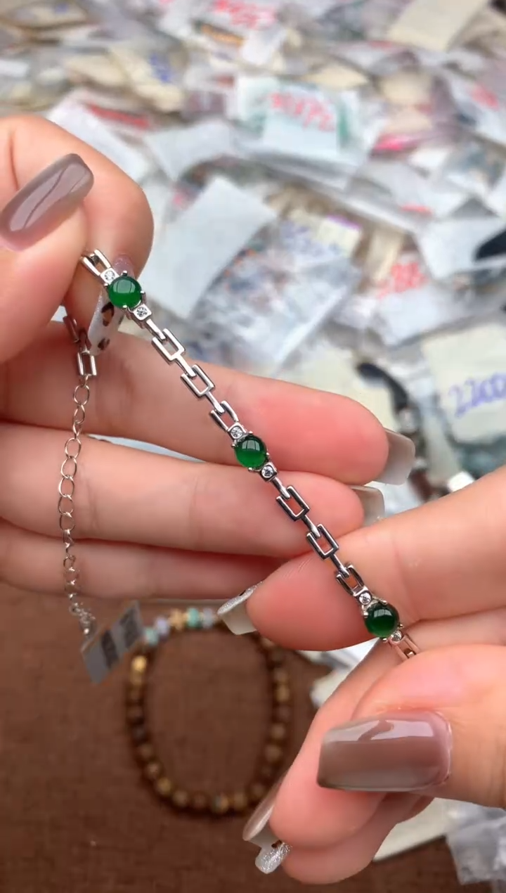 银S925镶嵌挂件翡翠—