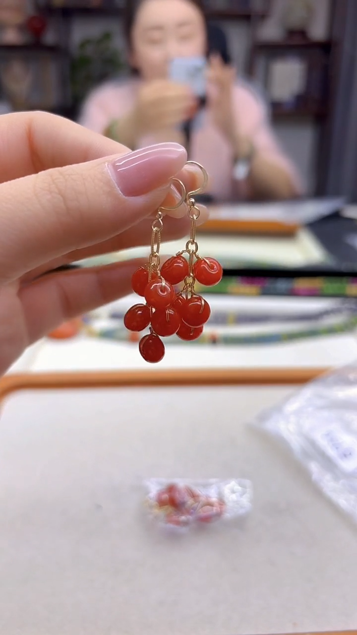 14K金镶嵌翡翠耳饰DIY款E936