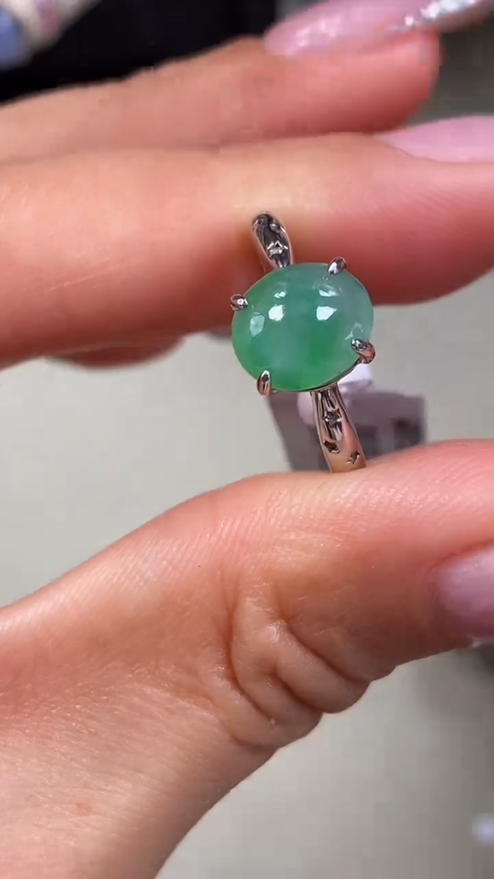 【闪购商品】翡翠戒指银S925镶嵌9212