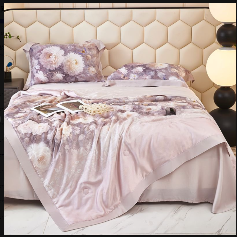 【高奢新品】高端超柔亲肤天丝夏被四件套-花想容/烟紫