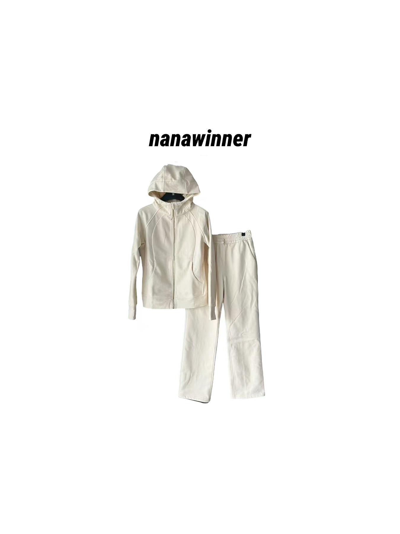 nanawinner-【新思古巴】加绒加厚套装女窄板直筒裤运动两件套